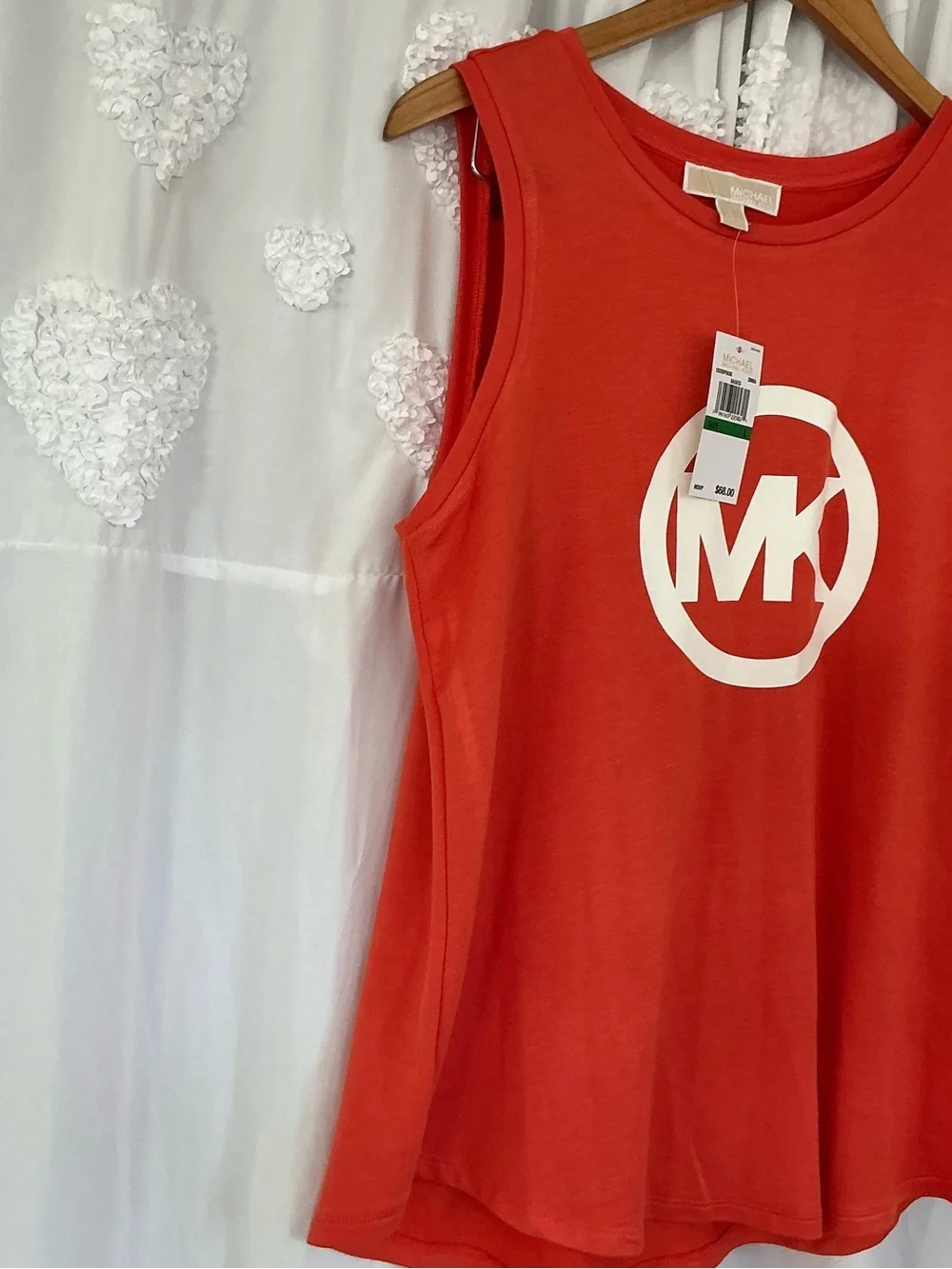 Michael Kors Orange Logo Sleeveless Tank with White MK Emblem